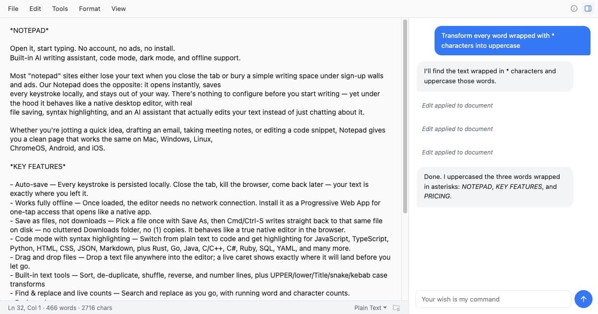 Notepad screenshot